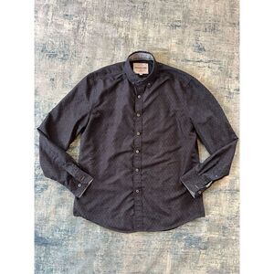 International Report Black Blue Micro Floral Print Long Sleeve Button Down Mediu